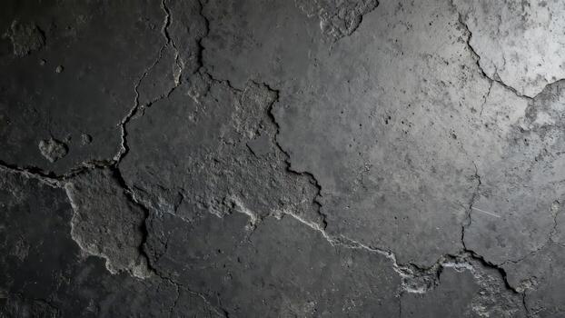 Cracked concrete surface shows age and damage with distressed texture. photo