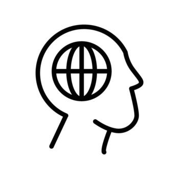 global mentalidad cabeza y globo contorno icono diseño bueno para web o móvil aplicación vector
