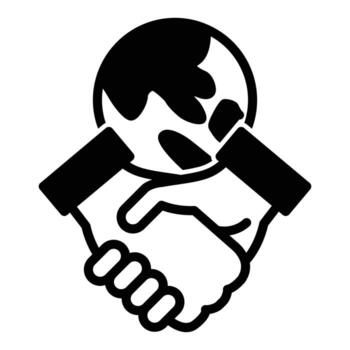 handshake and globe symbolizing global business partnerships solid icon design good for web or mobile app vector