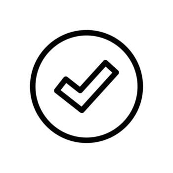 checkmark inside a circle symbolizing verification or approval outline icon design good for web or mobile app vector