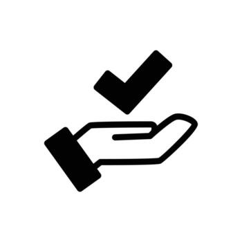 hand and checkmark solid icon design good for web or mobile app vector