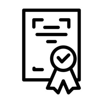 certificate with a checkmark ribbon outline icon design good for web or mobile app vector