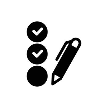 pen with checklist solid icon design good for web or mobile app vector