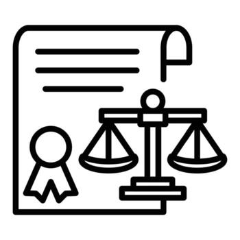 certificate and scales outline icon design good for web or mobile app vector