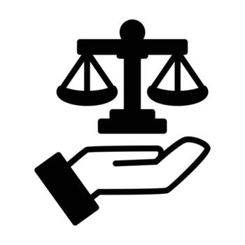 Judge's scales of justice. A symbol of right decision and act solid icon design good for web or mobile app vector