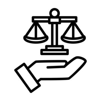 Judge's scales of justice. A symbol of right decision and act outline icon design good for web or mobile app vector
