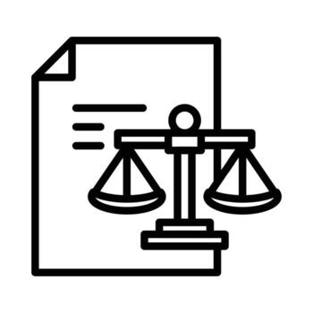 compliance icon, business rules policy, documents with scales outline icon design good for web or mobile app vector