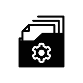 Folder and Gear solid icon design good for web or mobile app vector
