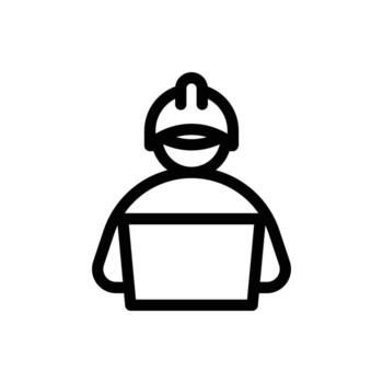 ingeniero con ordenador portátil contorno icono diseño bueno para web o móvil aplicación vector