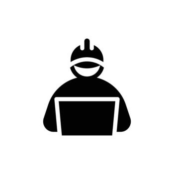engineer with laptop solid icon design good for web or mobile app vector