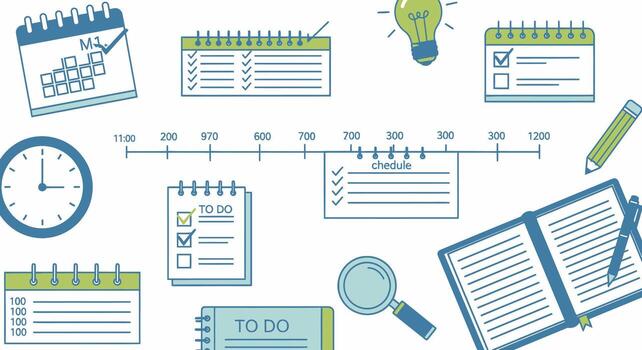 Planning and Organization - A Visual Representation of Time Management Tools. vector