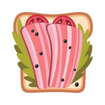 Breakfast bread toast with bacon vector
