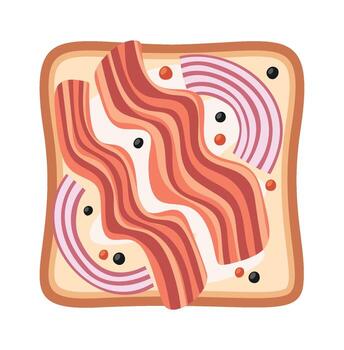 Crispy breakfast toast with bacon vector