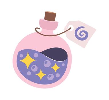Sparkling bubbles magic elixir bottle vector