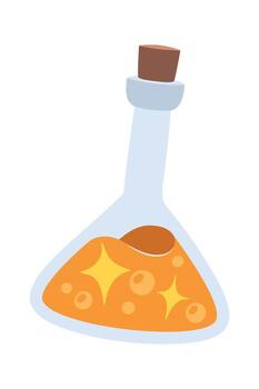 Sparkling magic elixir conical flask vector
