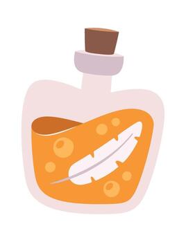 Magic elixir bottle with feather vector
