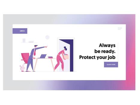 Bad Job Business Concept with Manager Character Dismissing Subordinate. Banner with Angry Boss Shouting at Worker Woman Graph for Website, Web Page. Flat Illustration vector