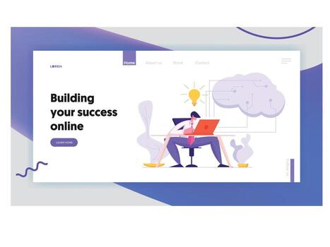 Software Developer Coding with Laptop Landing vector