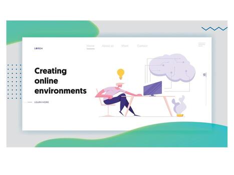 Software Developer Coding with Laptop vector