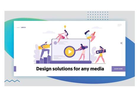 web software desarrollo concepto aterrizaje página bandera. desarrollador caracteres construir sitio web con social medios de comunicación contenido. hombre y mujer programador codificación web página. plano dibujos animados ilustración vector