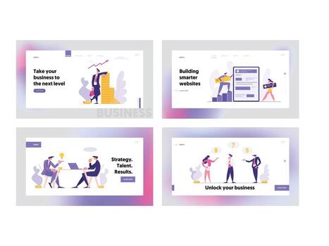Web Software Development Concept Banner. Characters Partnership Meeting. Man and Woman Programmer Coding Mobile App Landing Page. Rich Businessman with Stack of Money. flat cartoon illustration vector