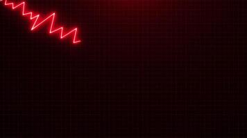 dynamisk röd linje Graf nedåtgående på mörk rutnät bakgrund video