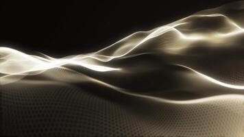 Digital abstract background with golden waves of particles and light, futuristic cyber background with magical animation of sparkling golden dust and shiny particles, twinkling and glowing dots video