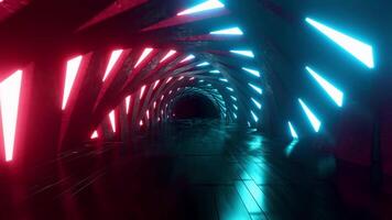 Seamless Neon Futuristic Tunnel Loop - 3D Cyberpunk Corridor Animation. 3D rendering video