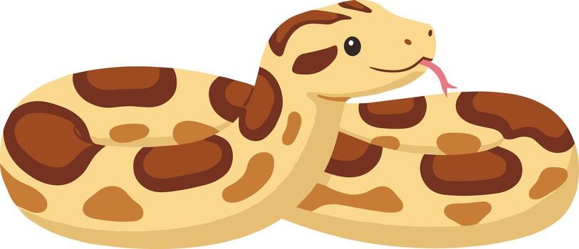 Flat Cartoon Style Albino Ball Python Snake Character Illustration Design vector