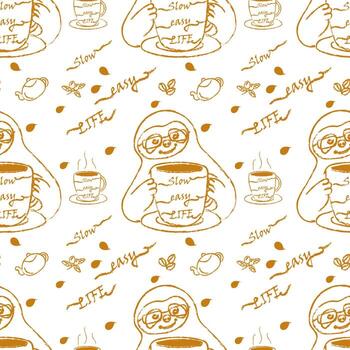 un modelo con un perezoso y café taza vector