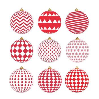 conjunto de rojo y blanco Navidad pelota con adornos monitor varios modelo ilustración vector