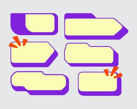 Retro 3d sticker label chat conversations tag shape blank badge collection set bundle template print art editable vector