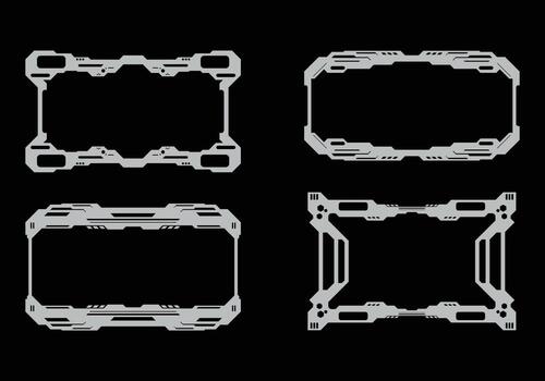 HUD frame border elements collection set sci fi, onate cyber cyberpunk interface editable vector