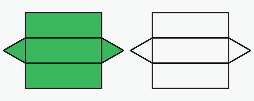 3D triangular prism shape nets exercise in mathematics. vector