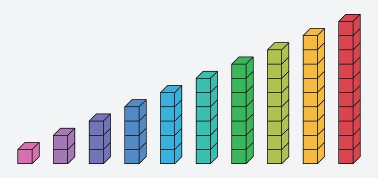 Math counting blocks from 1 to 10. Counting to ten with number blocks vector