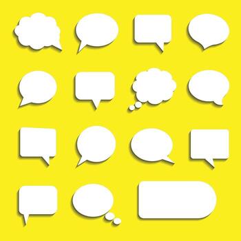 3d speech bubbles are plain white, with a yellow background vector