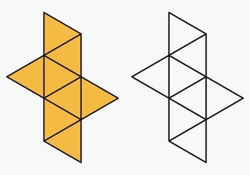 3D octahedron shape nets exercise in mathematics. vector