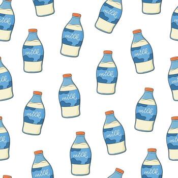 Milk bottles seamless pattern for wallpaper, background, wrapping paper, textile print, etc. EPS 10 vector