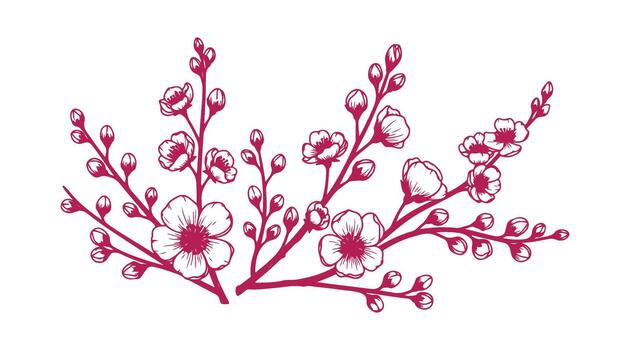 A charming floral background with a composition of soft flowers and branches with buds. vector