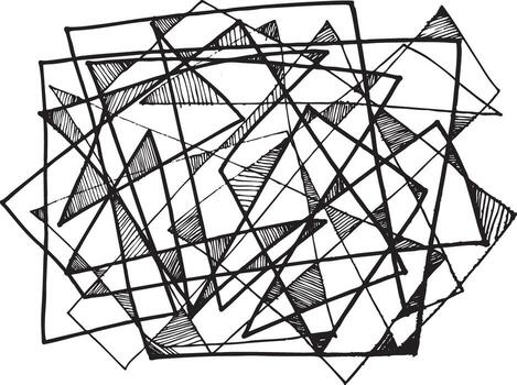 Abstract black and white geometric shapes, forming a dynamic composition of squares and triangles. A modern art form that represents structure vector