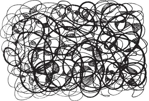 Abstract scribble artwork with overlapping lines and shapes, evoking feelings of chaos and complexity vector