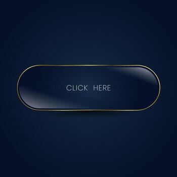 el elegante negro web botón con oro contorno y suave brillar, Perfecto para prima sitios web ilustración vector