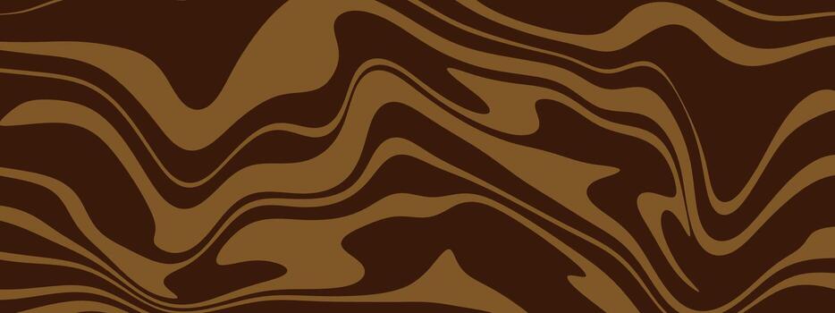 Dark coffee chocolate pattern with swirl texture and smooth caramel bg. Abstract wave design shows fluid cocoa lines for dessert art and modern background. vector