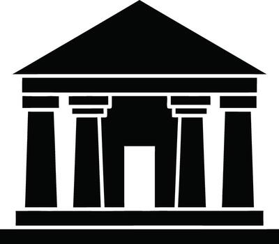Classic building silhouette with columns and pediment vector