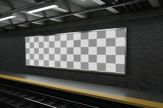 metropolitana stazione con scacchiera anno Domini spazio su mattone parete e Ferrovia brani riflettendo leggero e buio grigio toni la creazione di geometrico modello psd