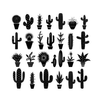 diferente cactus haz siluetas vector