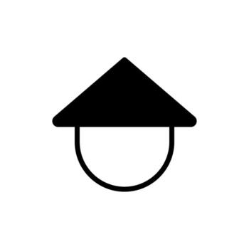 Minimalist depiction of a conical hat with a circular base creates a simple aesthetic design concept vector