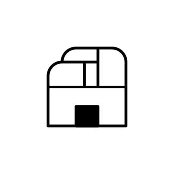 A minimalist depiction of a simplified building showcasing architectural outline with geometrical vector