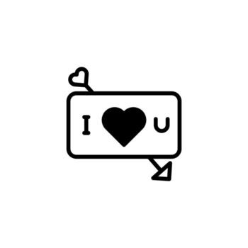 Minimalist declaration of love icon design featuring heart and arrow and text expressing affection vector