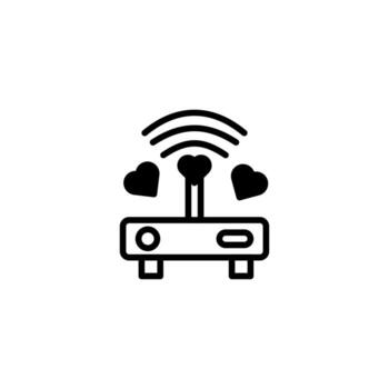 A Cute Illustration of a Router with Hearts Signifying Strong Internet Connection and Digital vector